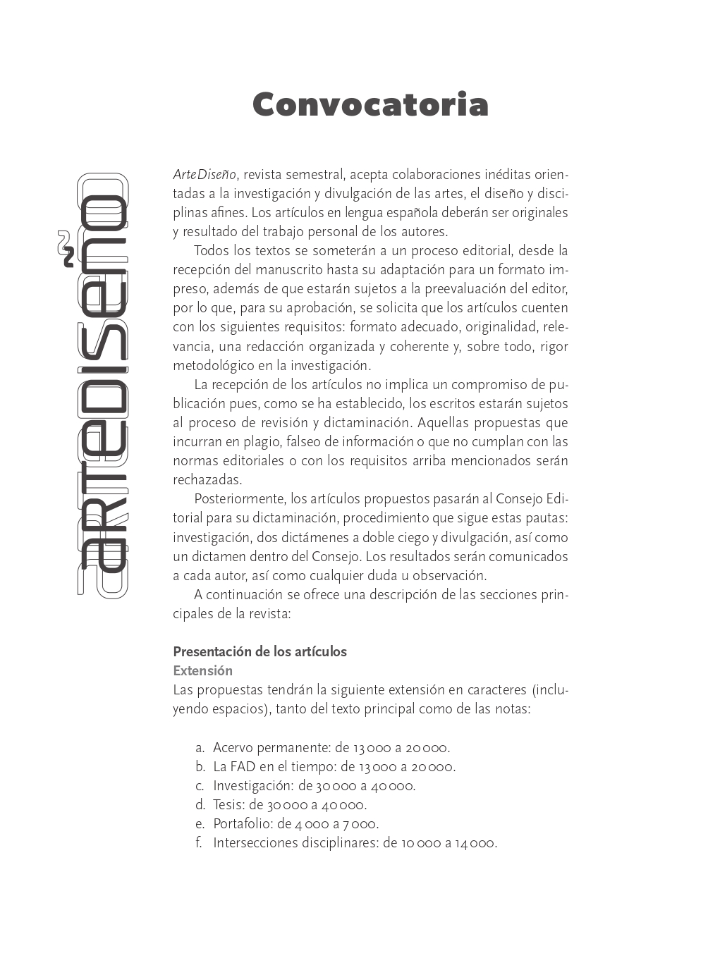 Convocatoria vigente ArteDiseño